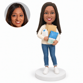 custom bobblehead figure woman carrying groceries