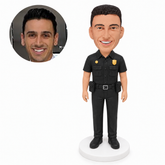 custom bobblehead figure policeman in a short sleeve uniform with arms relaxed