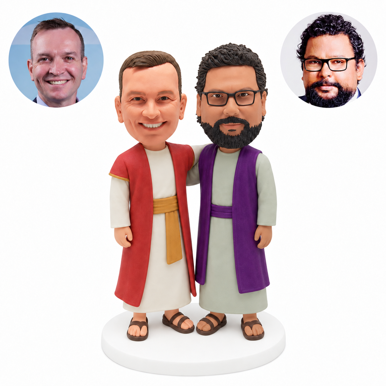 custom bobblehead figures two men in long robes standing together