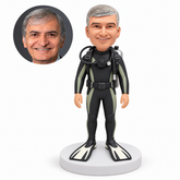 MGA-AC1295 custom bobblehead figure male scuba diver wearing fins and an air tank with both arms down