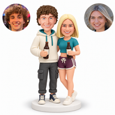 Custom Couple Holding Bottles with Waist Embrace Bobbleheads - MGA-AC1437