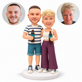 Custom Couple Holding Bottles in Casual Outfits Bobbleheads - MGA-AC1438