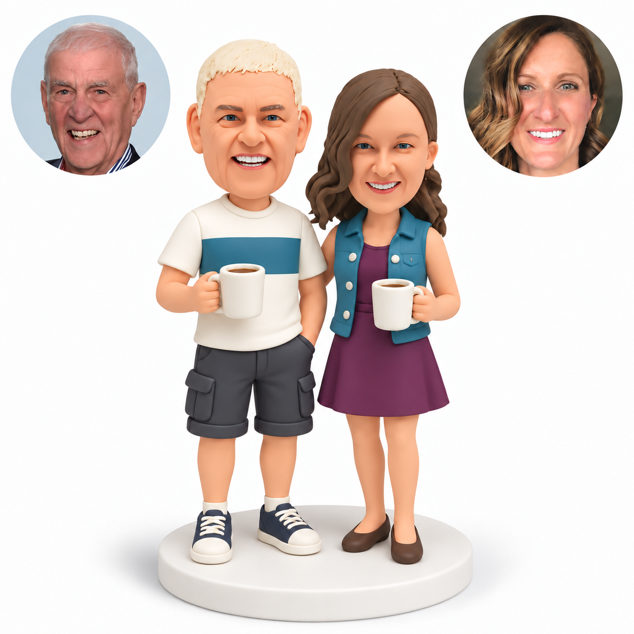 Custom Couple Holding Coffee Mugs Bobbleheads - MGA-AC1439