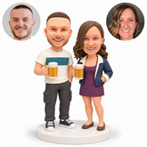 Two custom polymer clay bobblehead figures with matching photo portraits MGA-AC1444