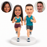 MGA-AC1452 custom couple bobblehead figures with original clay heads and matching photo circles