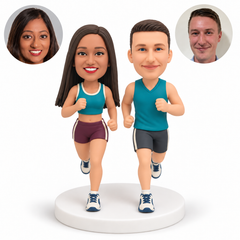 MGA-AC1452 custom couple bobblehead figures with original clay heads and matching photo circles