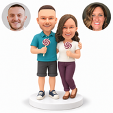 MGA-AC1457 custom couple bobblehead figures with original clay heads and matching photo circles
