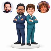 custom bobblehead figures two men in business suits standing back to back with both men crossing their arms