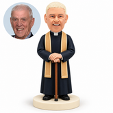 MGA-AC1642 elderly priest resting both hands on cane
