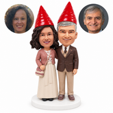 custom bobblehead figures garden gnome couple in formal outfits