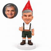 custom bobblehead figure garden gnome in lederhosen giving a thumbs up
