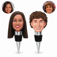 custom couple portrait head wine bottle stoppers pair