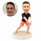 custom bobblehead figure male beach volleyball player in a forearm-pass stance