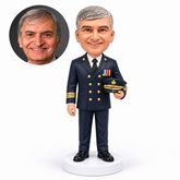 custom bobblehead figure male naval officer holding his peaked cap at his waist