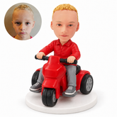 custom bobblehead figure boy riding a three-wheel toy motor scooter