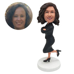 custom bobblehead figure office lady with one leg up