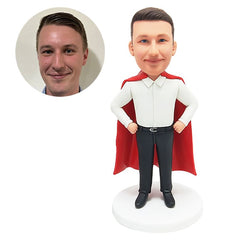 customised bobblehead figure business man in red cape