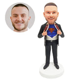 customised bobblehead figure business superman tearing the shirt