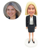 customised bobblehead figure female boss in suit skirt