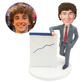 customized bobble head figure male boss colleague with a income statement