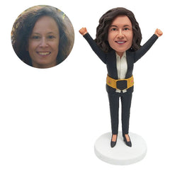 customized bobble head figure office lady with a wwe belt