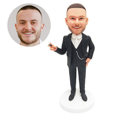 custom made bobblehead figure business man holding a cigarette