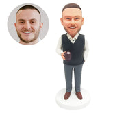 custom made bobble head figure male company colleague holding a cup
