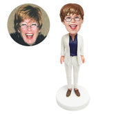 personalised bobble head figure female saleswoman figurine