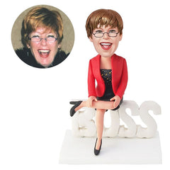 personalised bobblehead figure female boss in floral dress