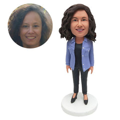 personalized bobble head figure casual office lady