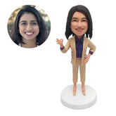 personalized bobblehead business woman boss with ok gesture
