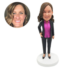 custom bobble head figure manager collage businss woman with one hand on hip