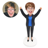personalised bobblehead business woman female boss colleague cheering