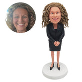 custom bobblehead figure office lady with hands folded