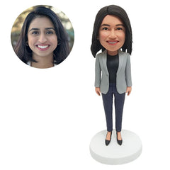custom made bobble head figure female colleague boss office lady