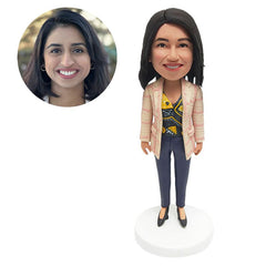 personalised bobble head figure female colleague fashion lady