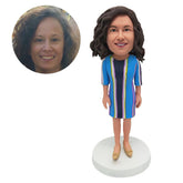 custom bobble head figure female teacher business woman in striped dress