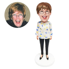 customized bobble head figure female colleague casual lady