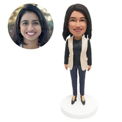 personalized bobble head female colleague in casual clothes