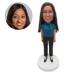 personalized bobble head female colleague figurine