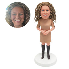 custom made office lady secretary bobble head figure elegant lady in boots