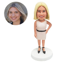 personalised bobble head figurine office lady elegant lady with one hand on the hip