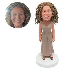 personalized bobble head office lady in long skirt