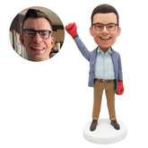 personalized businessman bobblehead boss wearing boxing gloves