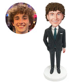 personalized bobblehead figure businessman groosman with one hand in pocket