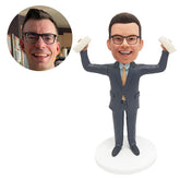 custom made bobble head male boss sales champion holding trophies