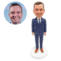 personalised bobblehead figure male manager in plaid suit
