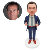 customised bobblehead figure male boss business man tidying up his suit