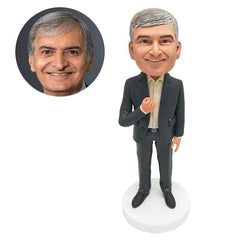 customized bobble head figure male boss business man clenched his fist