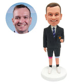 customized bobblehead figure fashion man business man holding a cell phone
